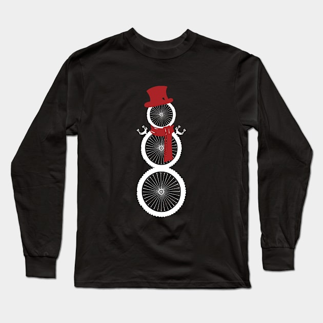 Cycling Snowman (White/Red) Long Sleeve T-Shirt by p3p3ncil